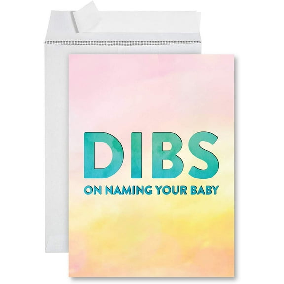 Koyal Wholesale Funny Jumbo Baby Shower Card With Envelope 8.5 x 11 inch, Funny Greeting Card, Dibs On Baby Name