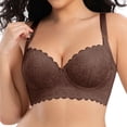thumbnail image 4 of Gkeoshab Nursing Bras Women's Thin Cup Lace Underwire Bra Side Control & Shaping Full Coverage Minimizer Bralette Brown Y, 4 of 8