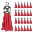 thumbnail image 1 of Uxcell 100-Pack Borlas de Suede Sintético de 1.4 Pulgadas para Llaveros en Rojo Brillante con Anillos para Manualidades de Bricolaje, 1 of 1