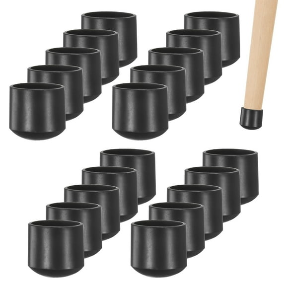 Uxcell 20 Pack Chair Leg Caps 5/8 inch Polyvinyl Chloride Chair Leg Floor Protectors Round Cover End Tips Black