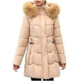 thumbnail image 2 of Sriper Womens Long Winter Coat Faux Fur Hood Zip up Thermal Padded Jacket Long Sleeve Stand Collar Windproof Puffer Coats Soild Color Thicken Warm Casual Fashion Outerwear 2025 with Pockets, 2 of 8