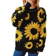 thumbnail image 2 of Black Womens Sweatshirt Women's Autumn/Winter New Top Sunflower Jacquard Round Neck Long Sleeve Knitted Pullover Sweater Fall Clothes for Women, 2 of 4