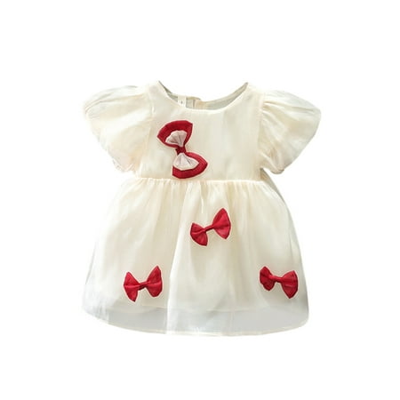 

Bagilaanoe Baby Girl Summer Dress Puff Short Sleeve A-line Princess Dresses 6M 9M 12M 18M 24M Infant Party Swing Sundress