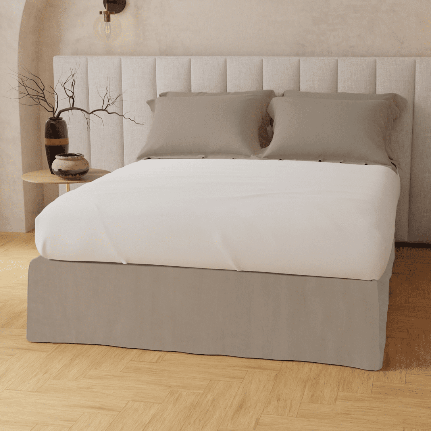 NestWell Linen Blend Bed Skirt, Tailored 15" Drop, Natural, Queen