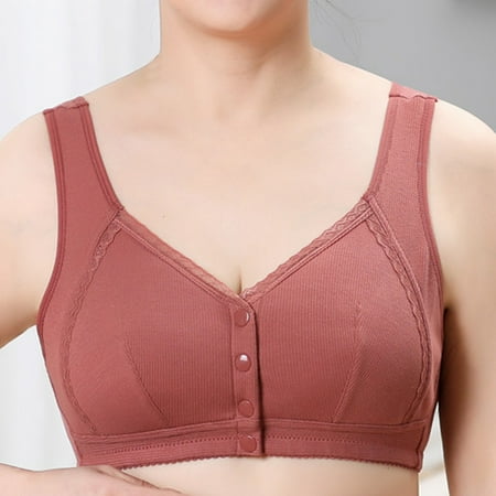 snowsong Wireless Bras 2024 New Style Women s Solid Comfortable Breathable Non-Underwire Front Buckle Adjustable Push-up Bra Bras for Women Push up Bras Plus Size Bras (Clearance) Brown 100