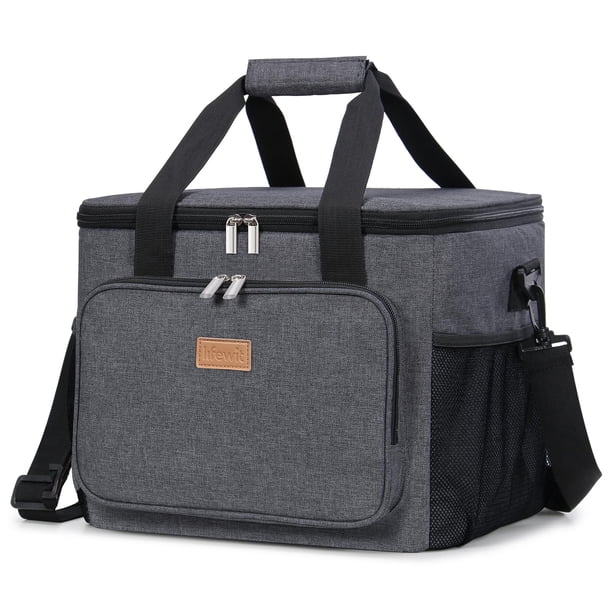 Bolsa térmica Lifewit, plegable, aislante, 24 litros, gris oscuro, 40 latas