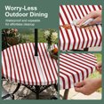 thumbnail image 5 of Round Outdoor Tablecloth with Umbrella Hole and Zipper, Thin Red Striped Tablecloth with Elastic Waterproof, Farmhouse Modern Red Stripes Patio Table Covers for 55" - 60" Picnic Pool Tables, 5 of 9