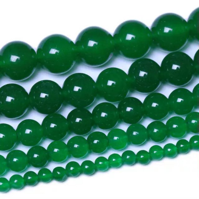 HOOUN Perles Rondes Lisses Jade Vert 4mm 6mm 8mm 10mm 15.5 Pouces Brin-4 mm
