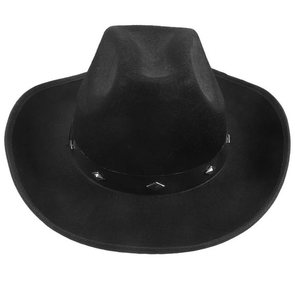 Minkissy Black Felt Cowgirl Hat for Festival Party Use Western Style Hat 1 Piece