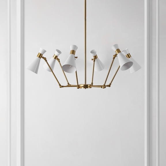 Safavieh Shiraz 6 -Light 50" Mid-Century Metal Chandelier, Brass/White