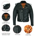thumbnail image 3 of Dream Apparel Leather Motorcycle Jacket for Men Moto Riding Classic Biker Jacket with Removable Liner Black, 3 of 7