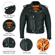 Dream Apparel Leather Motorcycle Jacket for Men Moto Riding Classic Biker Jacket with Removable Liner Black