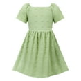thumbnail image 5 of HILEELANG Little Girl Dress Short Sleeve Summer Light Green Casual Tie Back Princess Elegant Party Dress 5-6T, 5 of 7