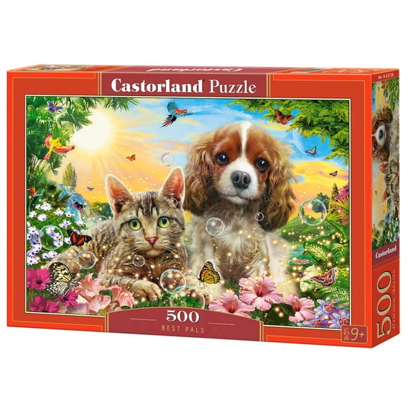 500 Piece Jigsaw Puzzle, Best Pals, Cats and Dogs, Animal puzzles, sweety Puppy and Kitten, Adult Puzzles, Castorland B-53728