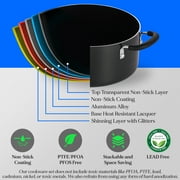NutriChef Kitchenware 17 Piece Non-Stick Cookware Set, Non-Stick Pans and Pots with foldable Knob, Space Saving, Stackable, Nylon Tools Set, Induction Base, Black