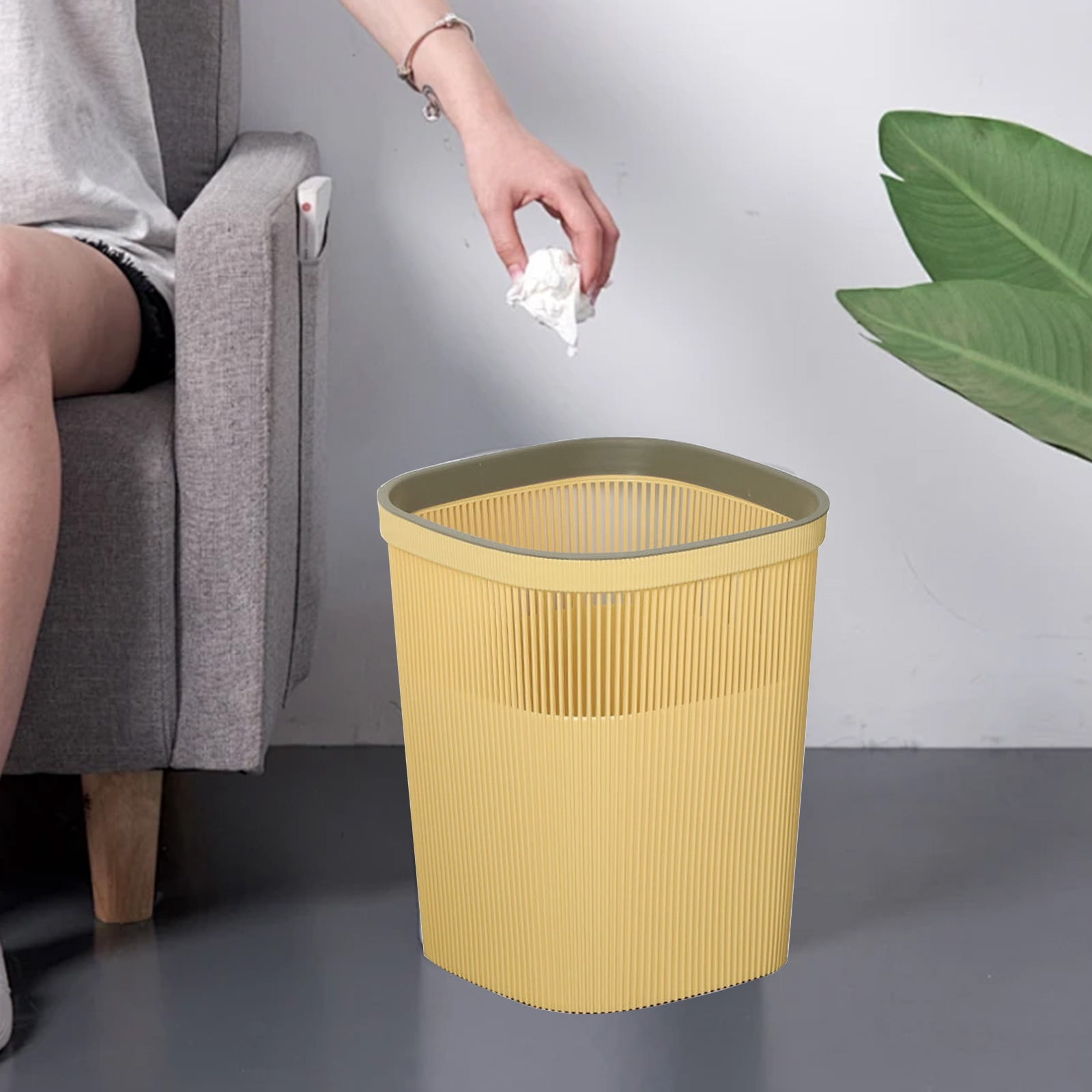 Qholemyo Contactless Thickened Large Capacity Trash Can Bathroom Living Room Kitchen Trash Can Indoor Garbage Can