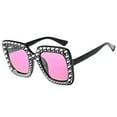 thumbnail image 5 of Retro Disco Sunglasses for Women, Oversized Square Rhinestone Crystal Sun Glasses, Thick Frame Bling Glitter Shades for Concert, Party, Festival, UV Protection, Lightweight Eyewear, Yellow, 5 of 7