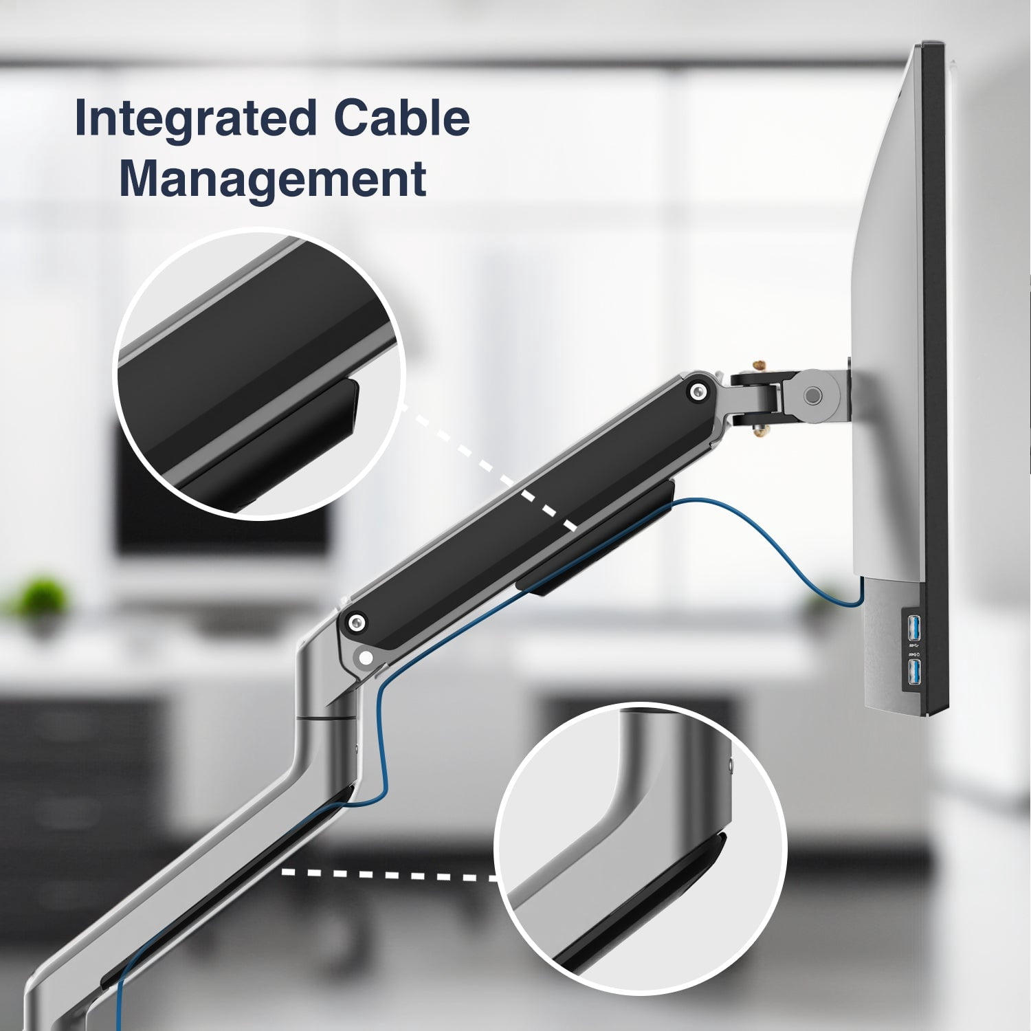 Desky Dual Spring Eco Monitor Arm - Silver