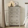 thumbnail image 4 of Grey 5 Drawer Dresser for Bedroom, Modern Wood Tall Dressers & Chests of Drawers for Bedroom, Living, Hallway, Entryway, 15.75" D x 27.56" W x 45.47" H, 4 of 8