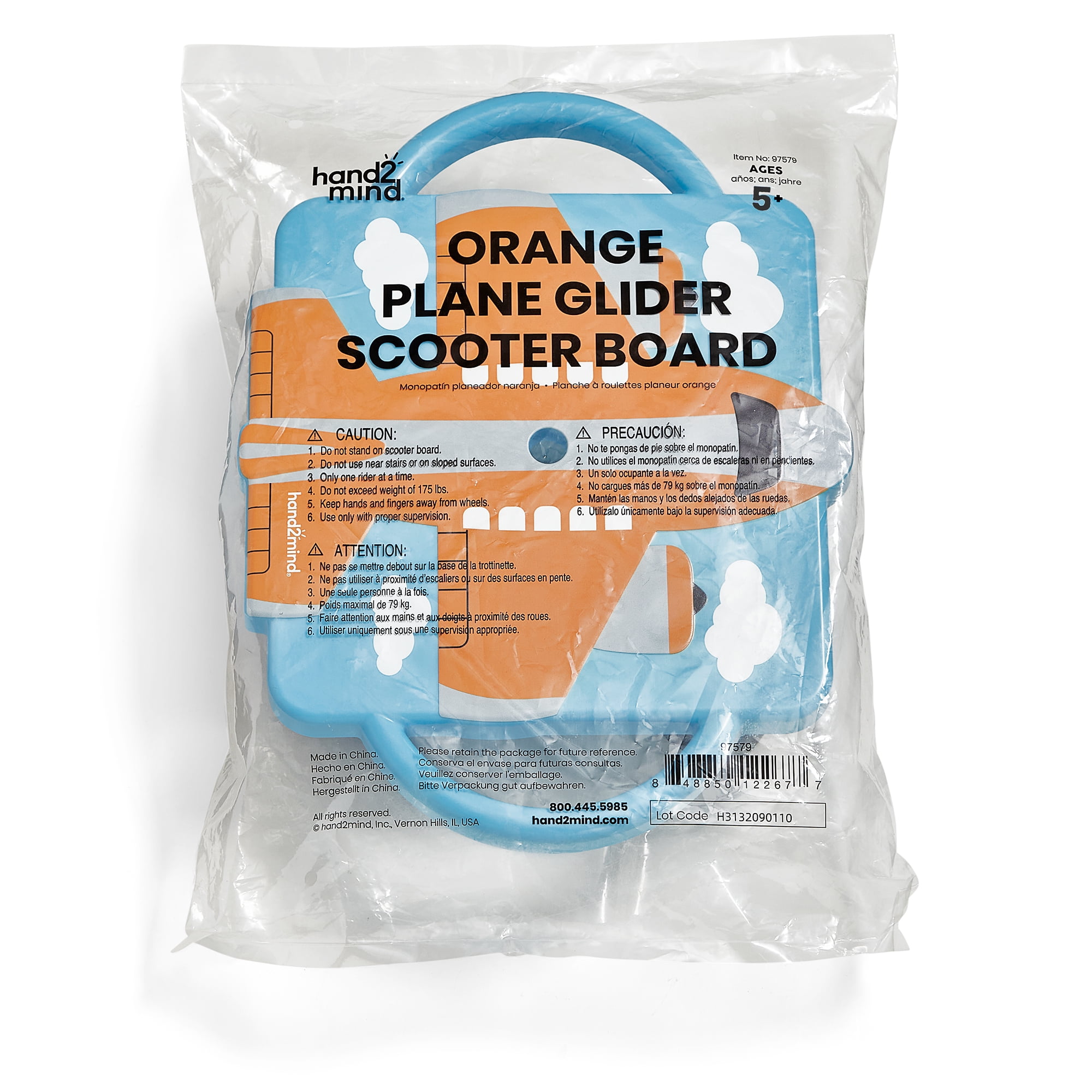 hand2mind Orange Plane Glider Scooter Board