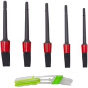 6pcs Car Detailing Brush kit Automotive Detail Brushes include 5 size Cleaning Brushes ,1 Air Vent Brush for Cleaning Car Interior Exterior, Wheels, Engine, Emblems, Dashboard, Air Vents, Motorcycl