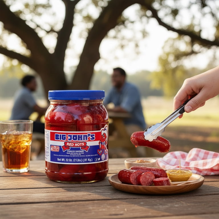 Big John's Ready to Eat Red Hots Pickled Sausage 32oz Jar