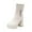 White, variant on Women's Boots Thick-Soled Square Toe Mid Calf Boots Women's Fashion Casual Versatile Comfortable Booties Fall Winter Warm Shoes Red 6