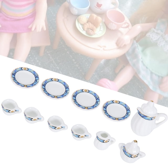 Miniatura de té, casa de muñecas 1:12, cocina en miniatura, porcelana, juego de tazas de té en miniatura, aspecto llamativo