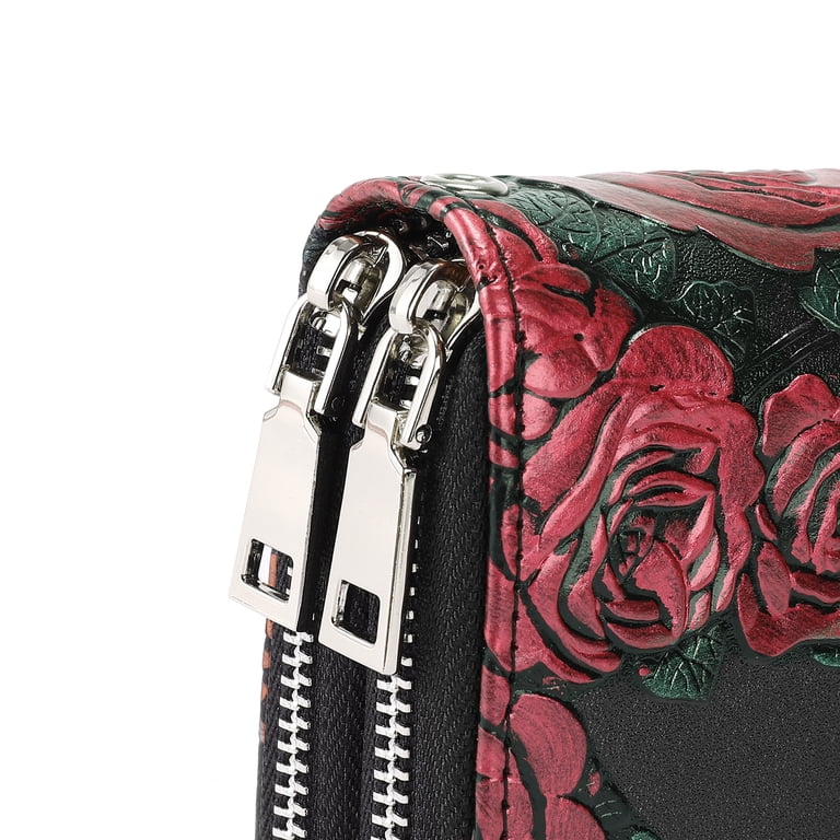 GOIACII Women's Large Floral Leather Wallet With Wristlet photo 7
