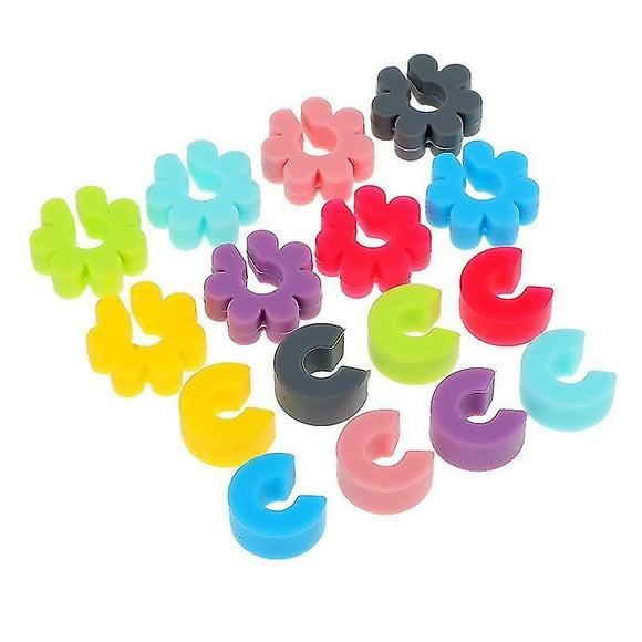 16Pcs perforation design silicone drinking cup signs cup makers (assorted color)