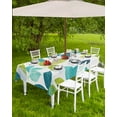 thumbnail image 4 of nqOlkjepod Teal Green Leaves Outdoor Tablecloth with Umbrella Hole & Zipper, Summer Botanical Pastoral Rectangle Table Cover 52x70 Inch, Dining Waterproof Table Cloth Protector for Patio/Party, 4 of 7