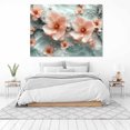 thumbnail image 3 of Mudket Peach Blossom Flower with Gold Trim Canvas Wall Art, Modern Floral Wall Decor, Framed Ready to Hang Artwork for Living Room Bedroom Office Luxury Decor - 12"L x 8"W, 3 of 10