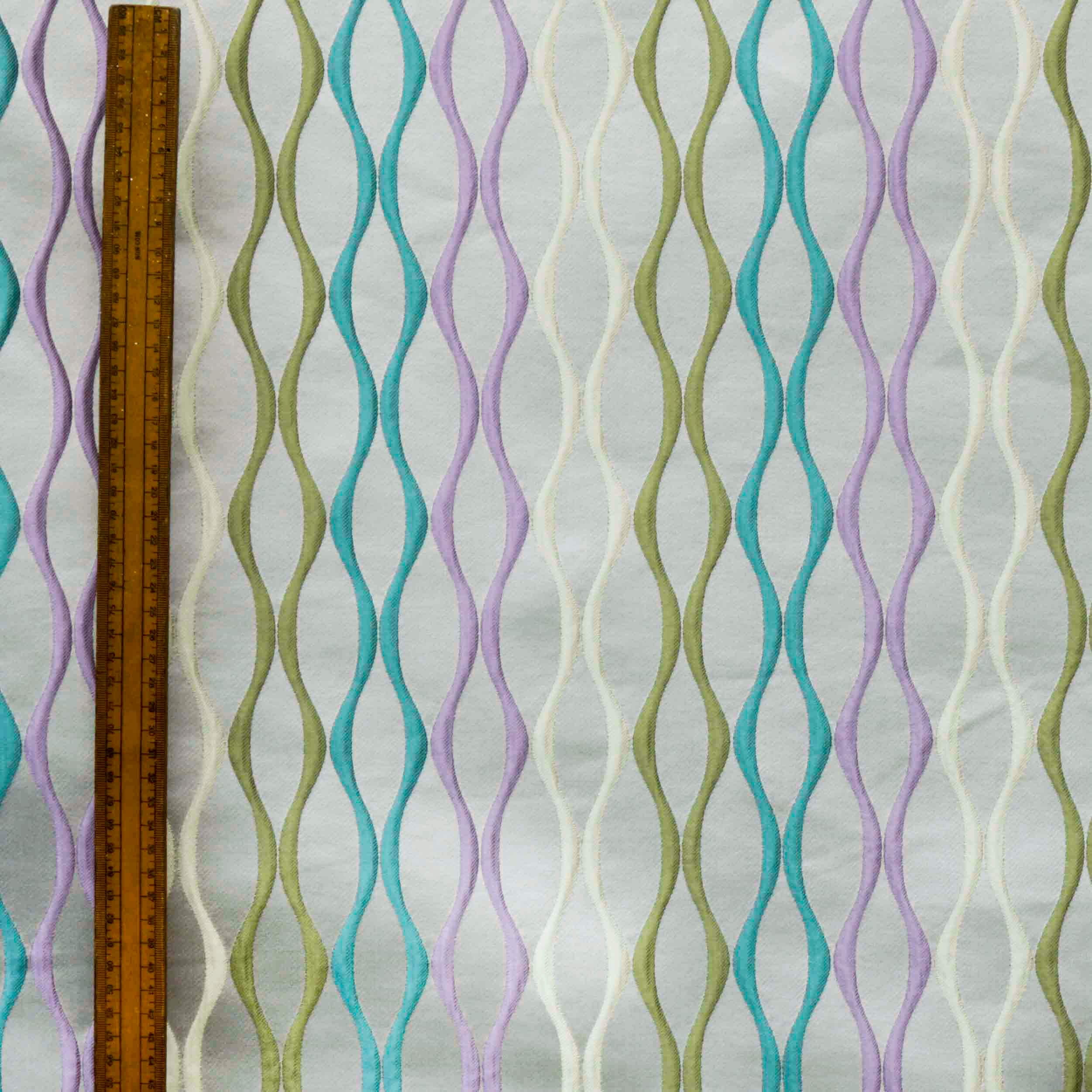 Fabric Mart Direct Multi Color Jacquard Fabric By The Yard, 54 inches or 137 cm width, 16 Continuous Yards Multi Jacquard Fabric, Stripes Swirls, Upholstery Drapery Curtain Wholesale Fabric