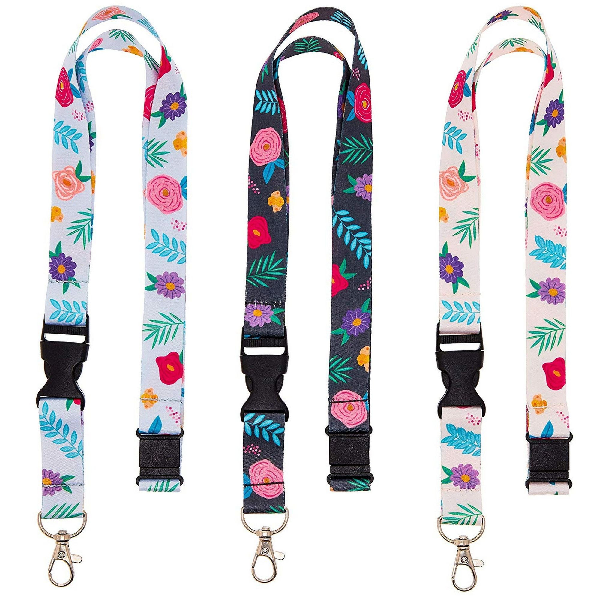 Floral Id Badge Holder, Hall Pass Lanyards (6 Pack), 3 Designs ...