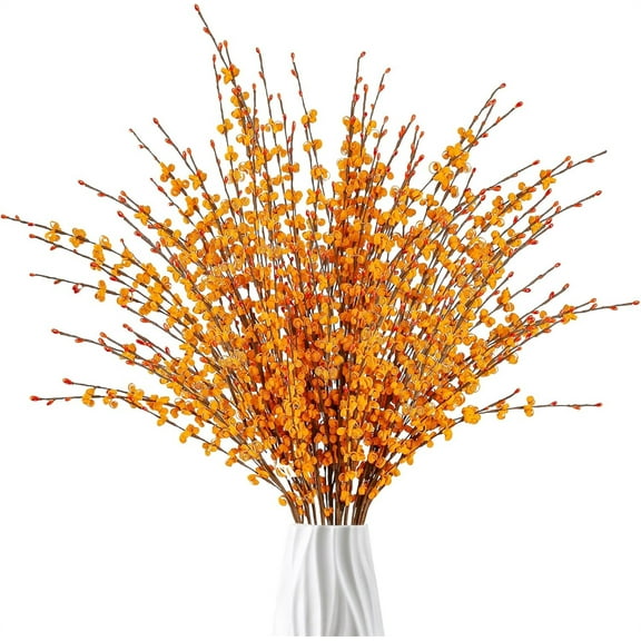 Duslogis 5 Pcs 29.5’’ Long Artificial Jasmine Flowers Tall Fake Flower Bouquet Faux Jasmine Plants Dry Branches for ThanksgivingAutumn Wedding Home Party Office Hotel Kitchen Decoration