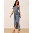 thumbnail image 2 of DARING DIVA Women's Summer Spaghetti Straps Sleeveless V Neck Jumpsuit L Grey Blue, 2 of 6