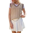 thumbnail image 4 of ZAXARRA Women's Mini Pleated Skirt, High Waist Solid Color  Skirt with Chain, 4 of 9