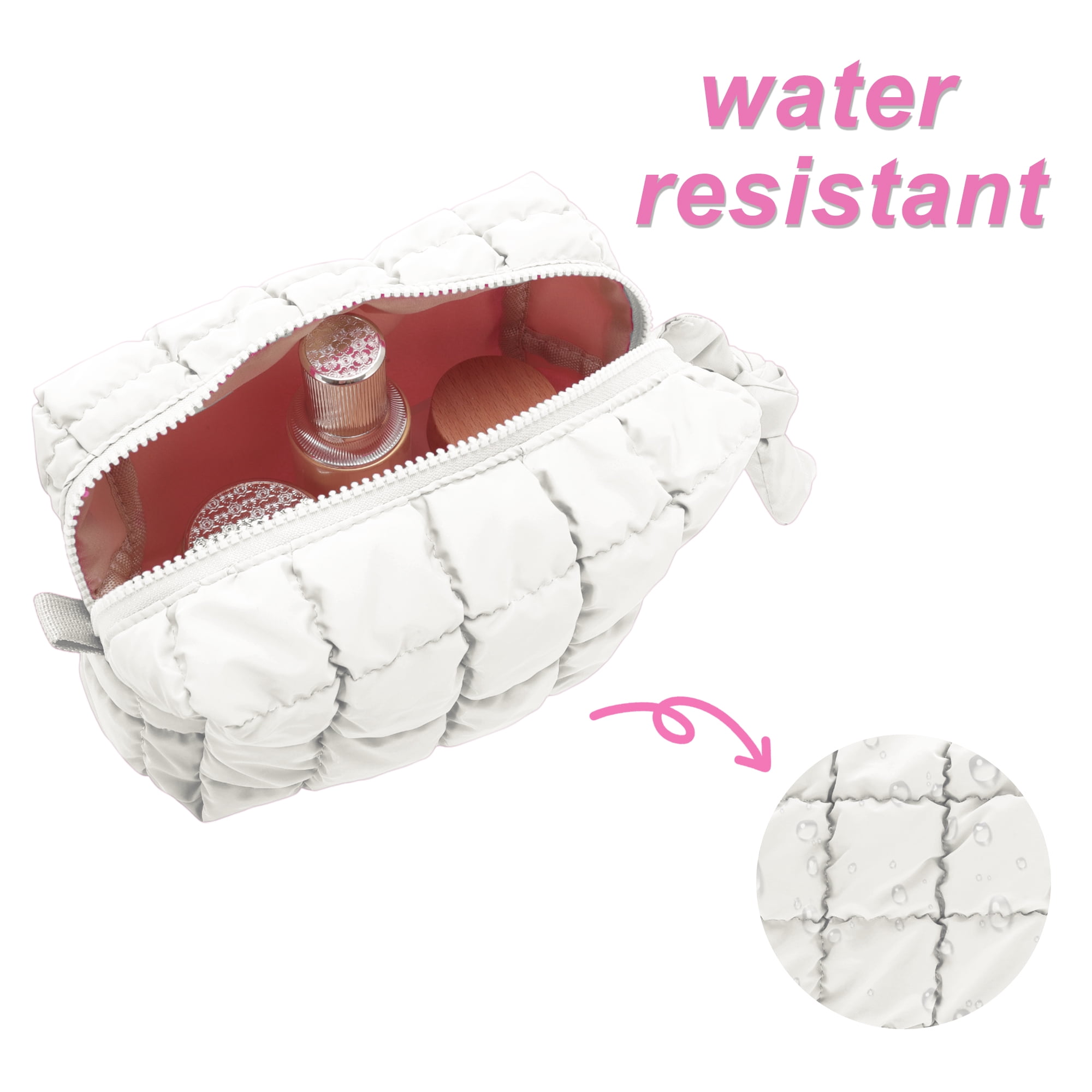 Unique Bargains Quilted Cosmetic Organizer for Women White