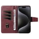 thumbnail image 2 of For iPhone 15 Pro Leather Case Wallet Stand Grids Imprinted Phone Cover with Strap - Light Purple, 2 of 5