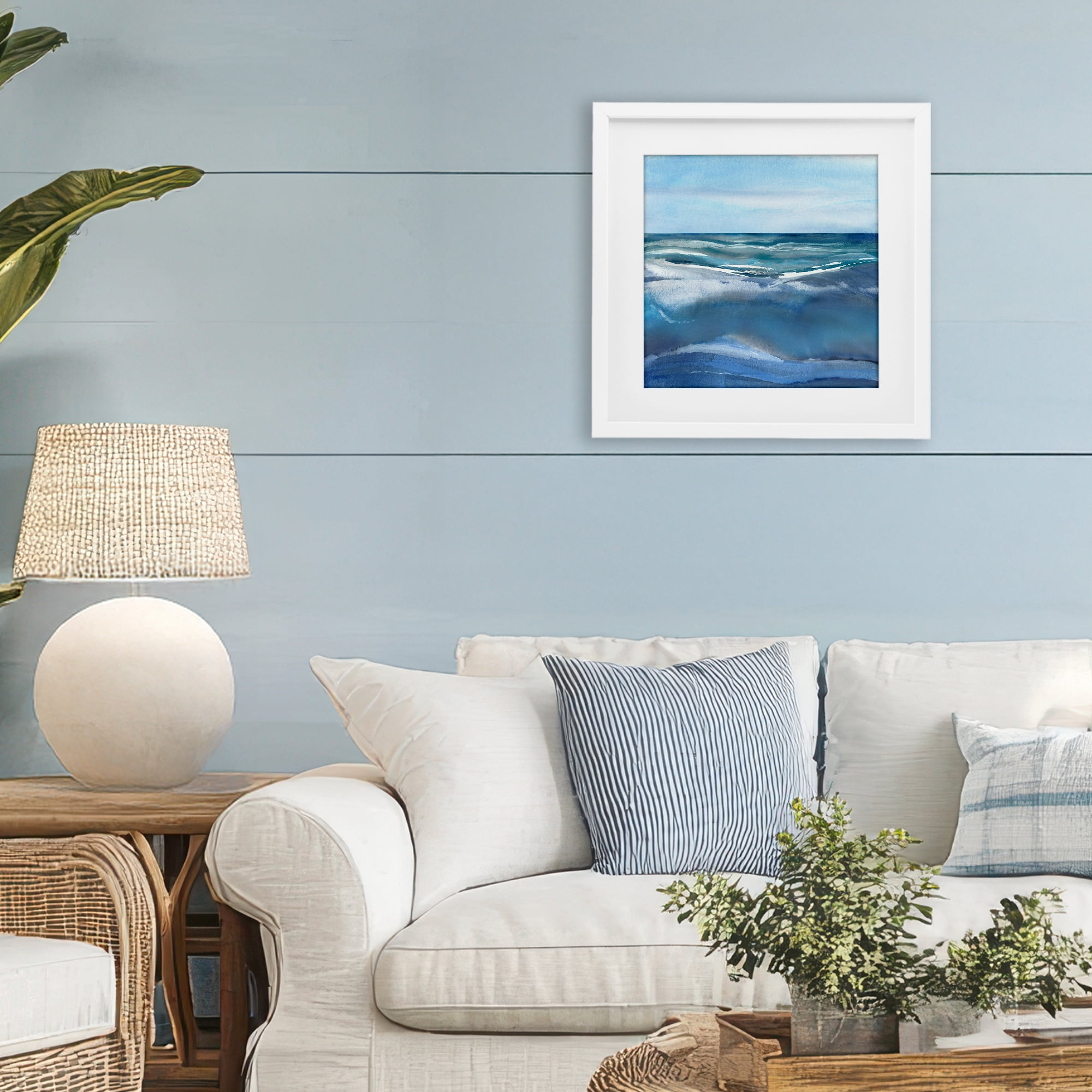Stupell Industries Calm Seas under Soft Sky White Framed Print Under Glass, design by Susan Jill
