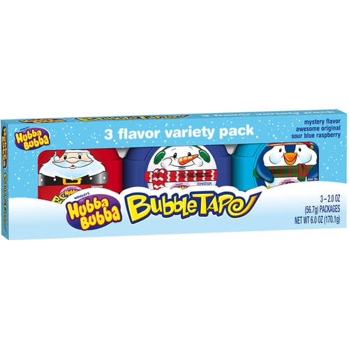Hubba Bubba Holiday Bubble Tape 3 Flavor Variety Chewing Gum, 2 Oz., 3