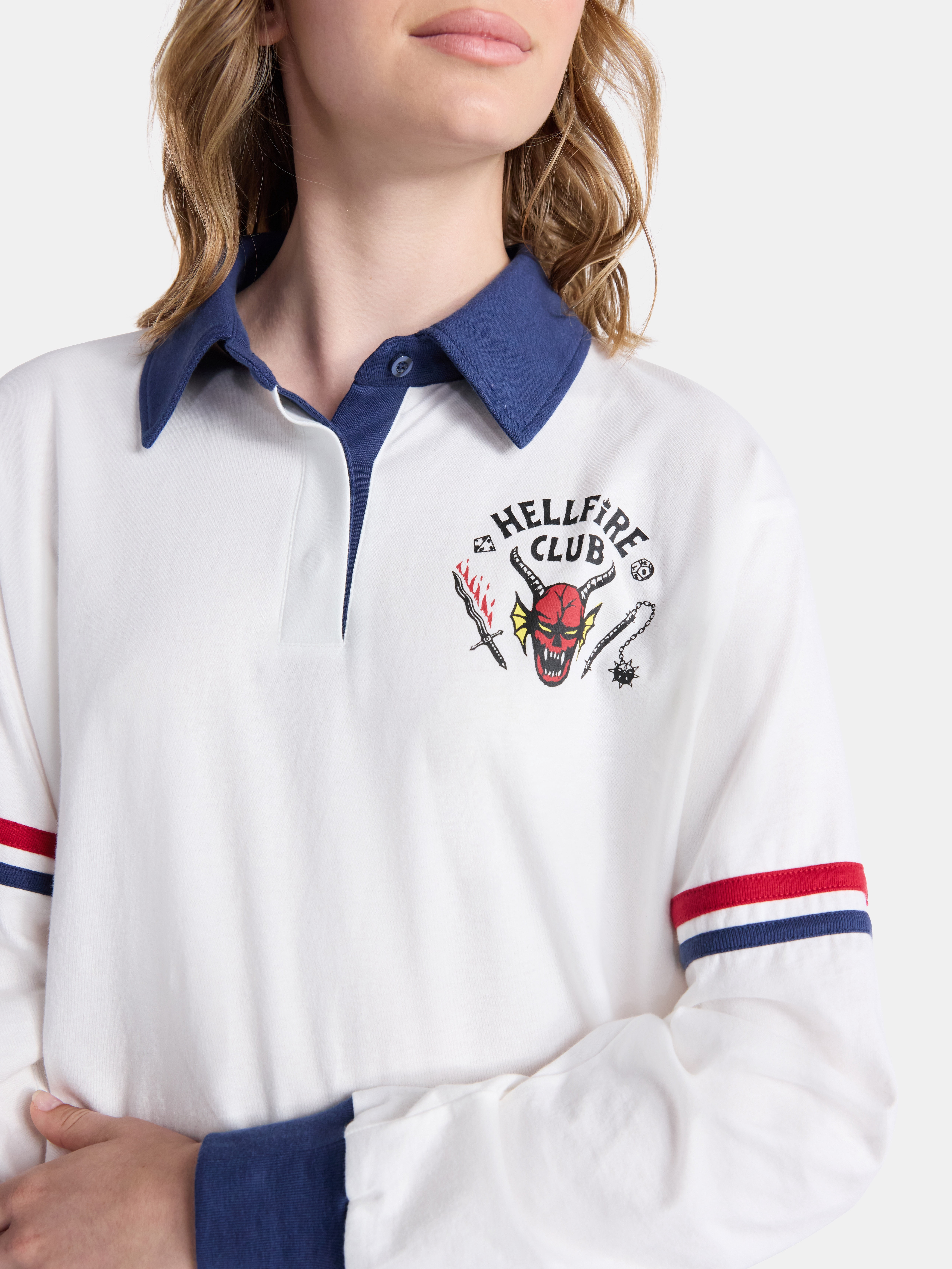 Netflix Stranger Things Cotton Rugby Graphic Polo from No Boundaries, Women’s and Women’s Plus