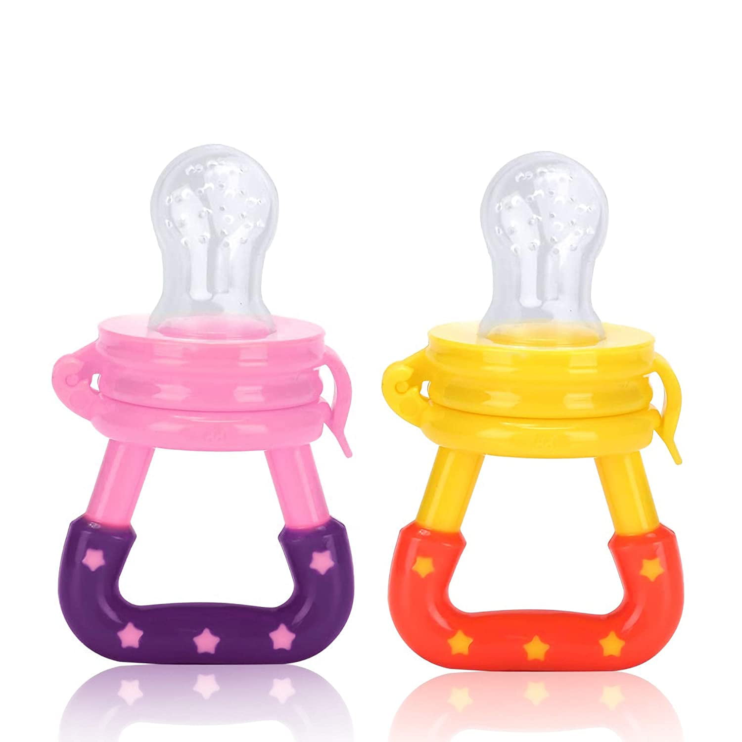 Food Feeder Baby Fruit Feeder Pacifier (3 Pcs) with 6 Different Sized  Silicone Pacifiers 2 PCS Silicone Baby Food Dispensing Spoon 90ML with 2  Baby