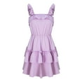 thumbnail image 4 of UPPADA Summer Dresses for Women Casual Double Layer Ruffles Lace up Dress Solid Sling Sleeveless Dresses Beach Dress, 4 of 5