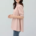 thumbnail image 6 of Uaswgudfs Women's Puff Sleeve High Collar Blouse: Relaxed Fit Breathable Top with Elegant Spring/Summer Design & Soft Fabric Pink L, 6 of 7
