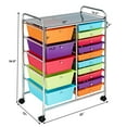 thumbnail image 5 of Gymax 15 Drawer Rolling Storage Cart Opaque Multicolor Drawers Home Organizer Rainbow, 5 of 7