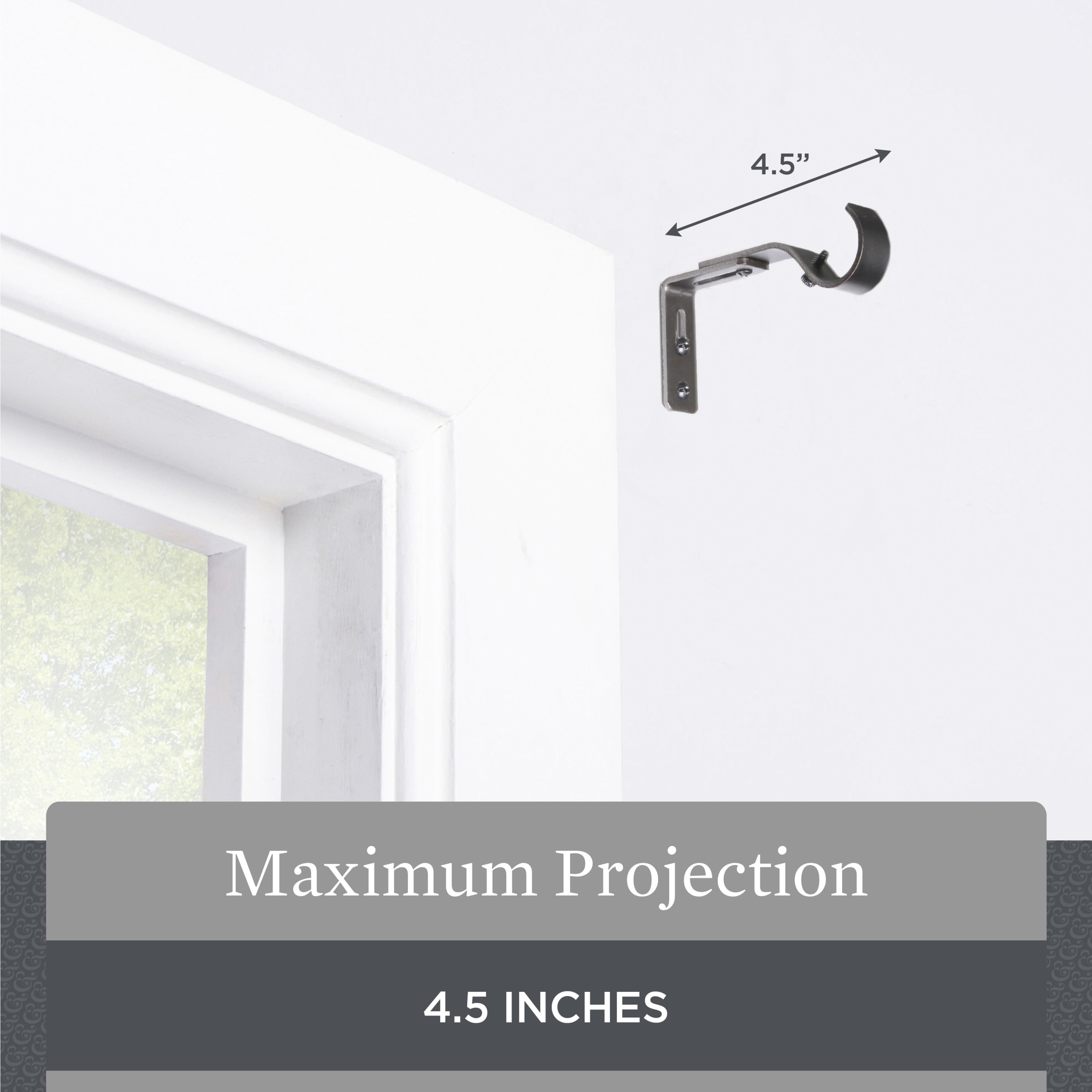 Better Homes & Gardens Metal Adjustable Curtain Rod Brackets in Pewter Gray, 3/4 to 1 Inch Diameter