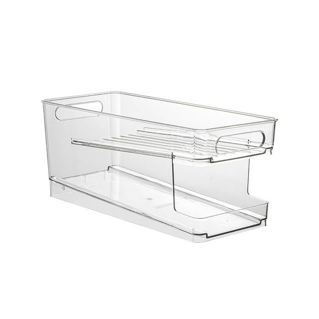 Plastic Storage Drawers Organizer Refrigerator Storage Box Pet Transparent Fresh-Keeping Freezer Drawer Sub-Packing Box Beer Beverage Double-Layer Storage Rack Plastic