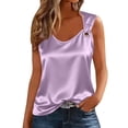 thumbnail image 2 of Women's Elegant Satin Tank Top Asymmetrical Strap Solid Color Sleeveless Blouse Shirt for Party Daily Purple L, 2 of 6