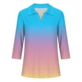thumbnail image 5 of DeHolifer Women's Tops V-Neck Gradient Color 3/4 Sleeve Summer Casual Tee T-Shirts Elegant Dressy Blouse Light Blue 2XL, 5 of 5